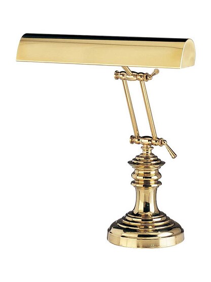 16 inch Piano Desk Lamp with Decorative Base in Polished Brass.